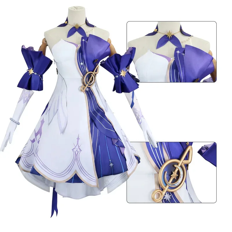 

qq023Robin Honkai Star Rail Robin Cosplay Costume Wig Shoes Anime Game HSR Dress Women Role Play Halloween Party Clothes
