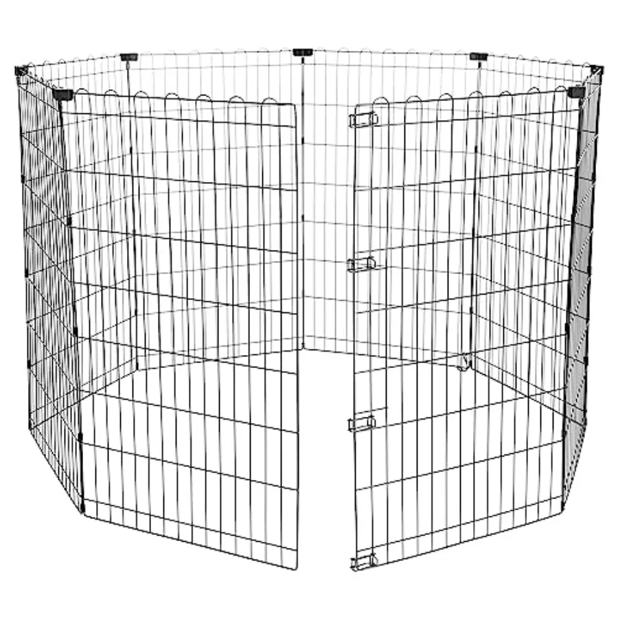 

Foldable Octagonal Metal Exercise Dog Playpen Indoor/Outdoor No Door 8 Connected Panels Large 42 Inches Height Black
