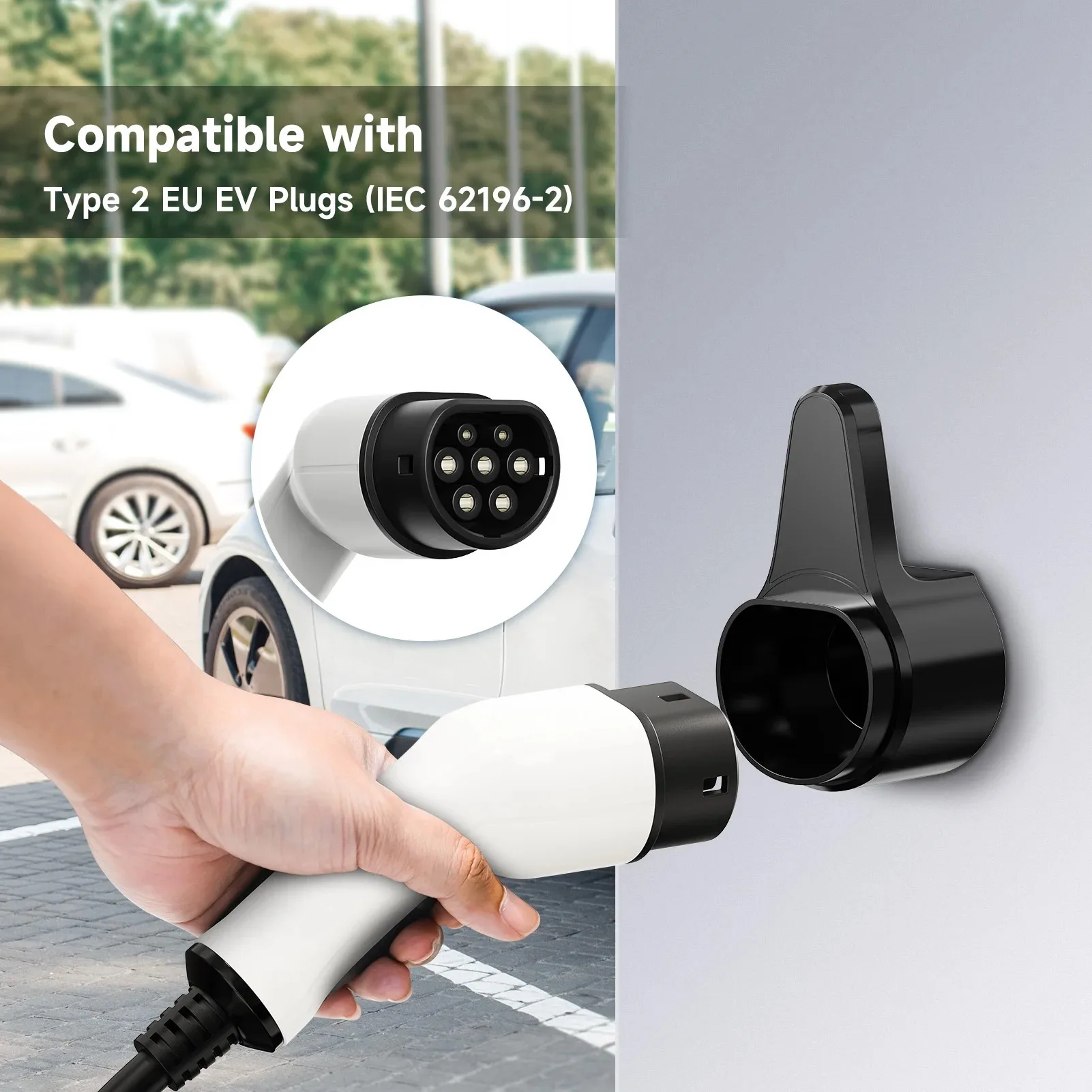 Electric Vehicle Type 2 Type 1 GB/T Charger Plug Holder EV IEC 62196-2 Charging Organizer Cable Plug Wall Mount Wallbox Socket