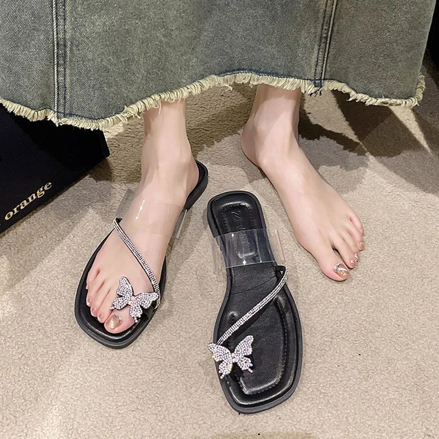 Fashion clear slides with jewels