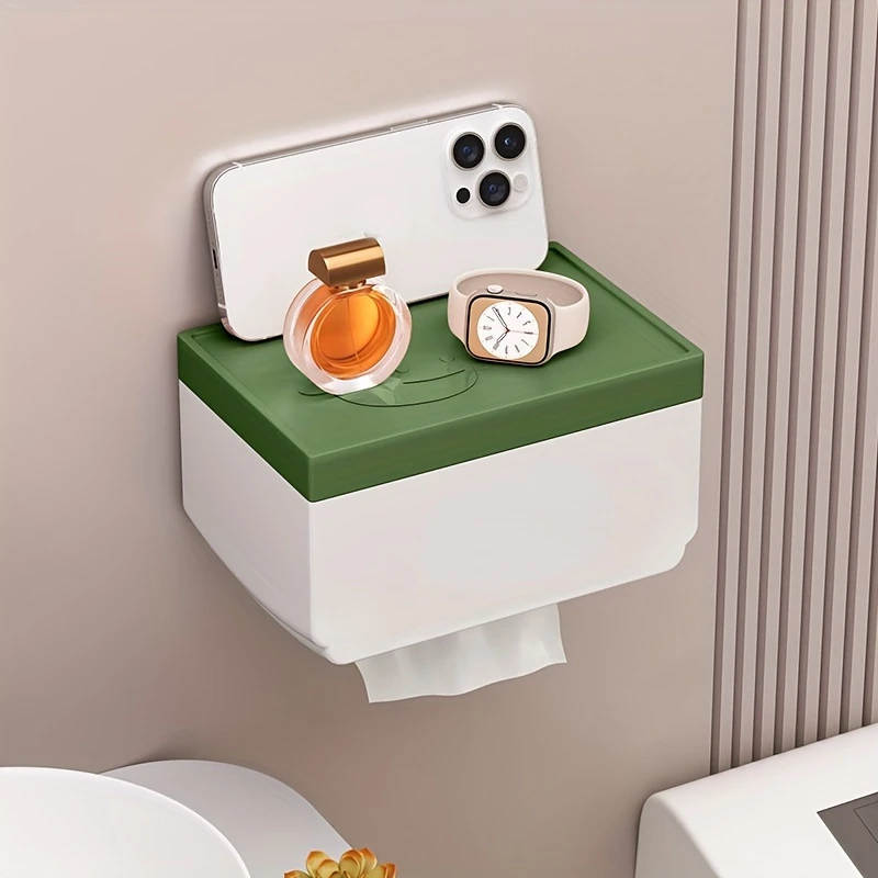 Large Capacity Wall Mounted Toilet Paper Holder - Contemporary Waterproof Plastic Tissue Box for Bathroom Accessories