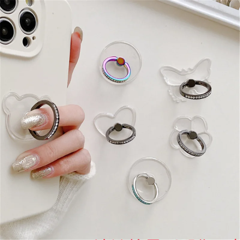 

Металлическое кольцо, прозрачный держатель для мобильного телефона с медведем и бабочкой, подставка INS, держатель для телефона, складное кольцо для воздушного мешка, подставка для мобильного телефона, поддержка тока