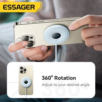 Essager 15W manyetik kablosuz şarj iPhone 15 14 13 için Pro Max dijital ekran kablosuz şarj Pad Macsafe için Airpods