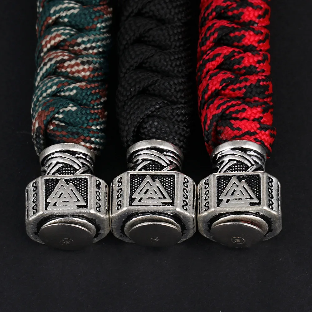 1PC Vikings Rune Keychain Outdoor Survival Kit Parachute Cord Keychain Paracord Viking Scandinavian Jewelry For Key Men gift