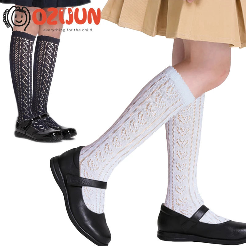 

2023 New Children's Spring Summer Mesh Stockings Boneless Kids's Boys Girls Calf Sock Hollow Transfer Nets Knee High Socks