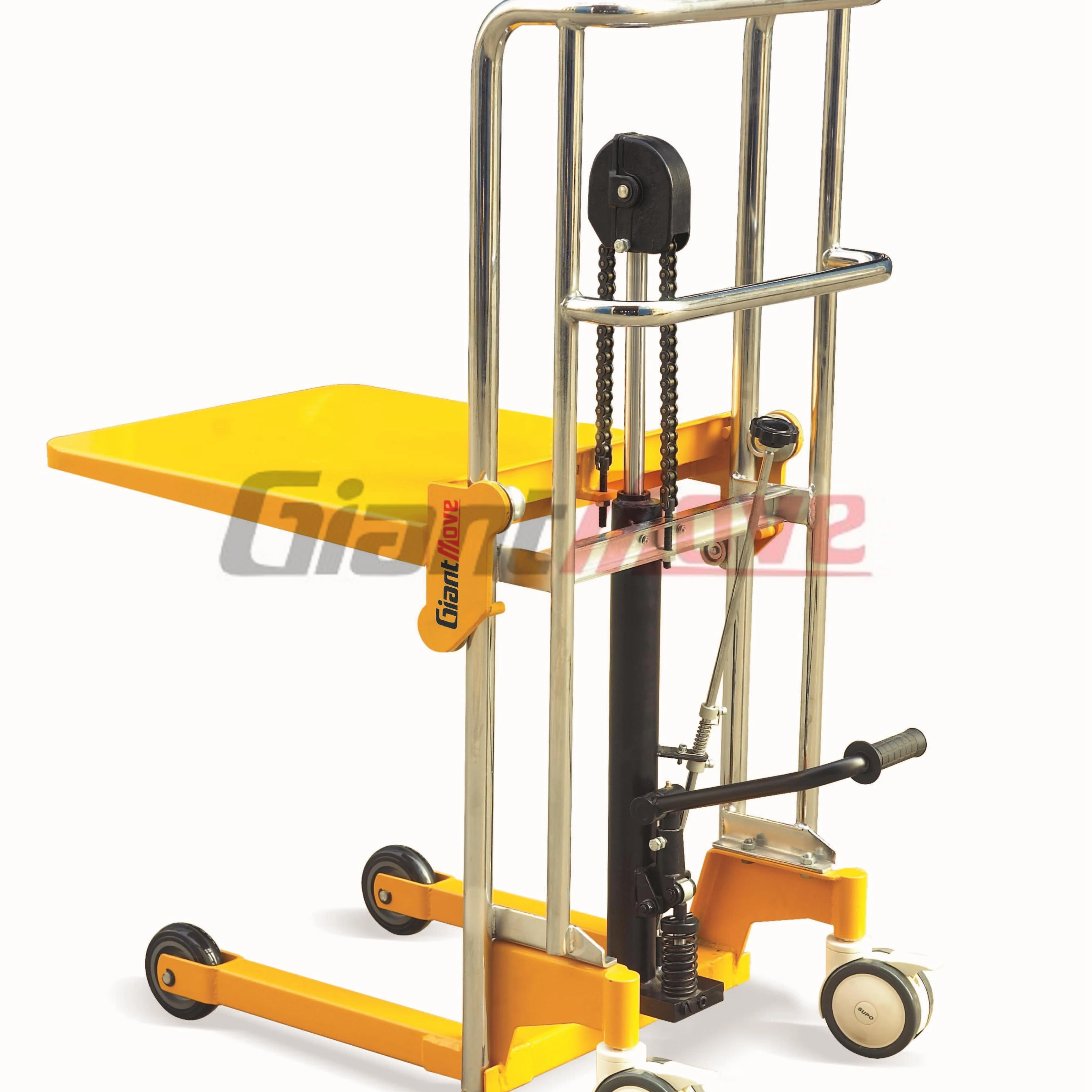 Factory Outlet Manual Platform Forklift Hydraulic Hand Stacker 400kg, Portable Manual Pallet Truck