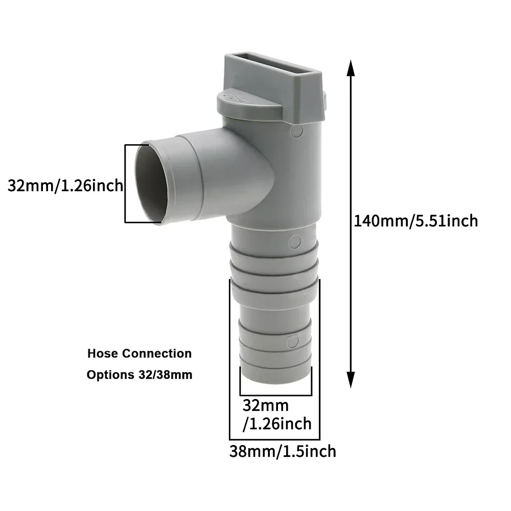 Swimming Pool Shut Off Valve with  32mm Hose Connector PVC Multi Use Valve for Pools Easy Water Flow Control Accessory
