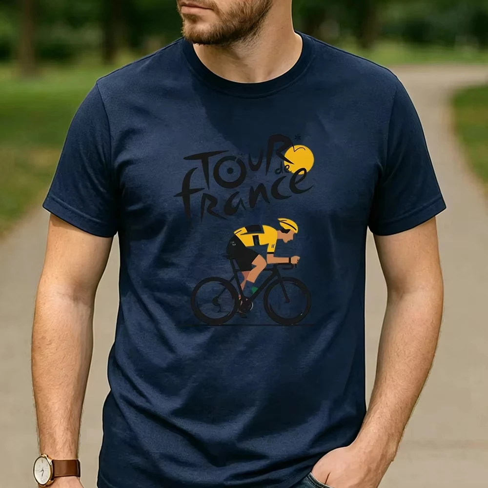 2026 Tour De France Gelbes Trikot Radfahrer Grafik Baumwoll-T-Shirt Unisex Retro Outdoor Rennrad Sport Casual Streetwear Tee – Detail 11