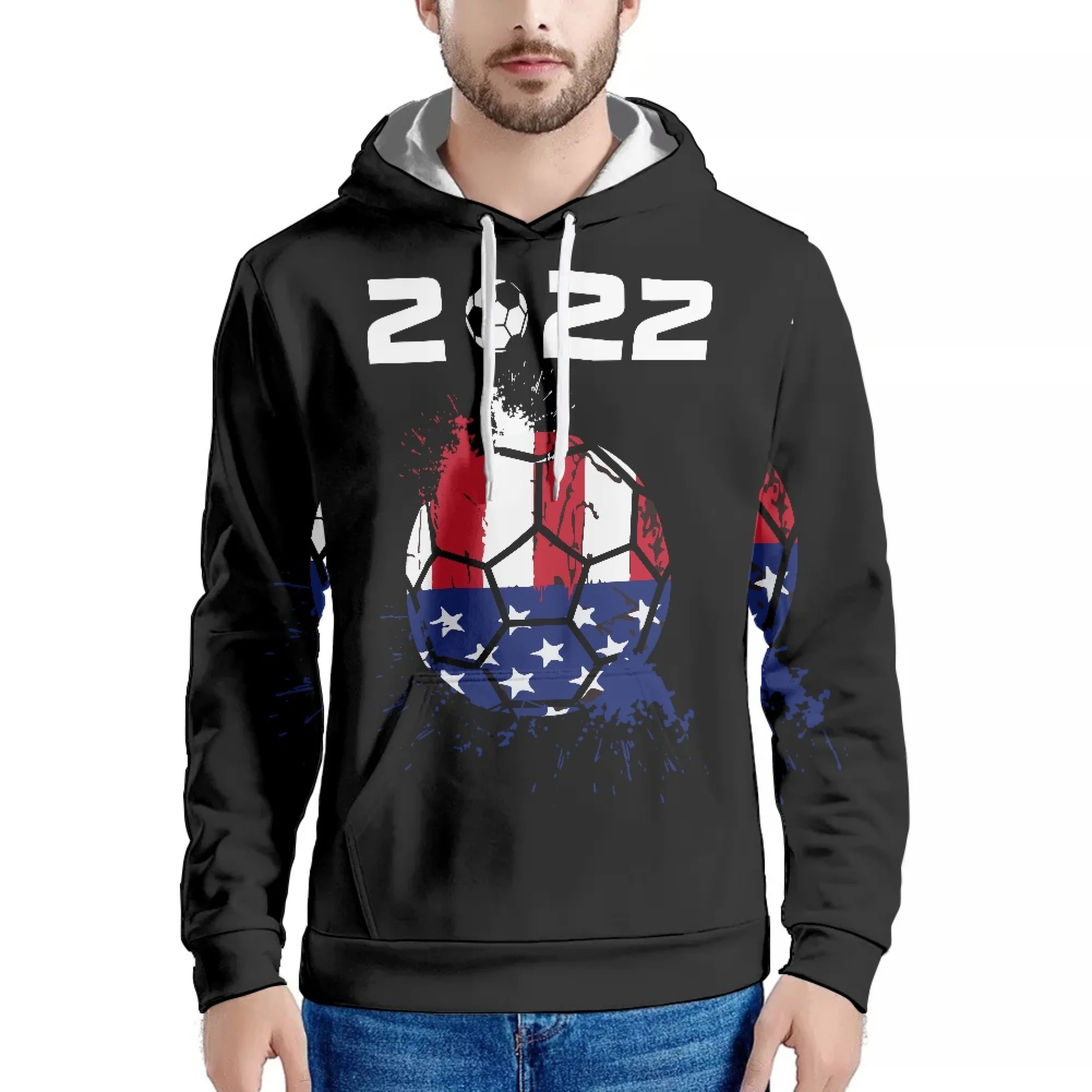 

2022 Men's Coodie And National Brand Printed Crewneck Cotton Sweatshirt Black Unisex Hooded Casual Work Wear Sportswear