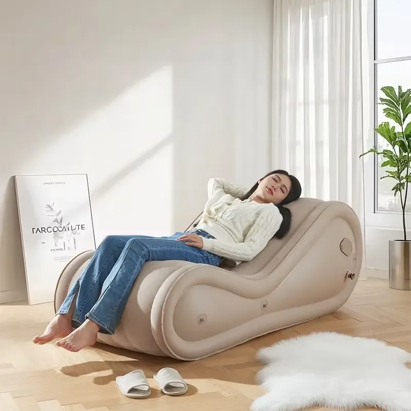 Modern Inflatable Sofa Outdoor Camping Folding Air Bed Automatic Nap Recliner Household Lazy Chair Ecological PVC Furniture