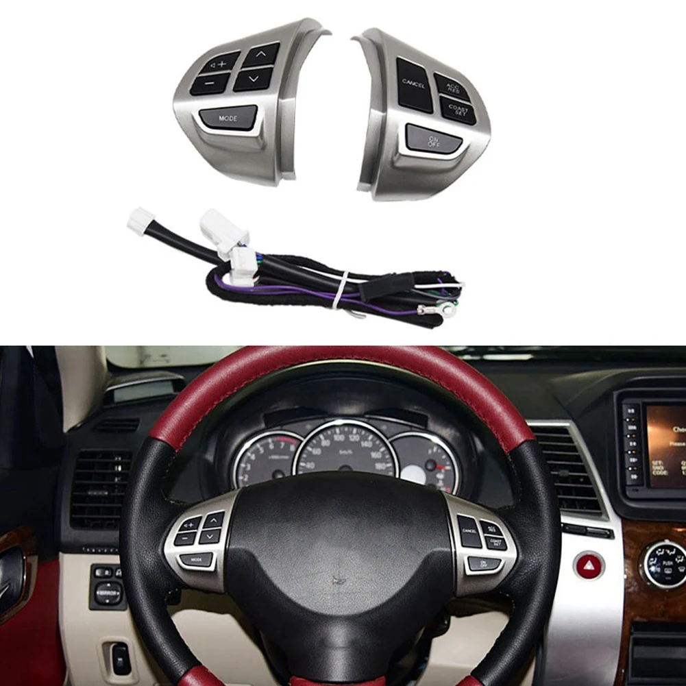 Roda kemudi mobil saklar kontrol Audio untuk MITSUBISHI LANCER OUTLANDER ASX 2007 2008 2009 2010 2011 Chrome