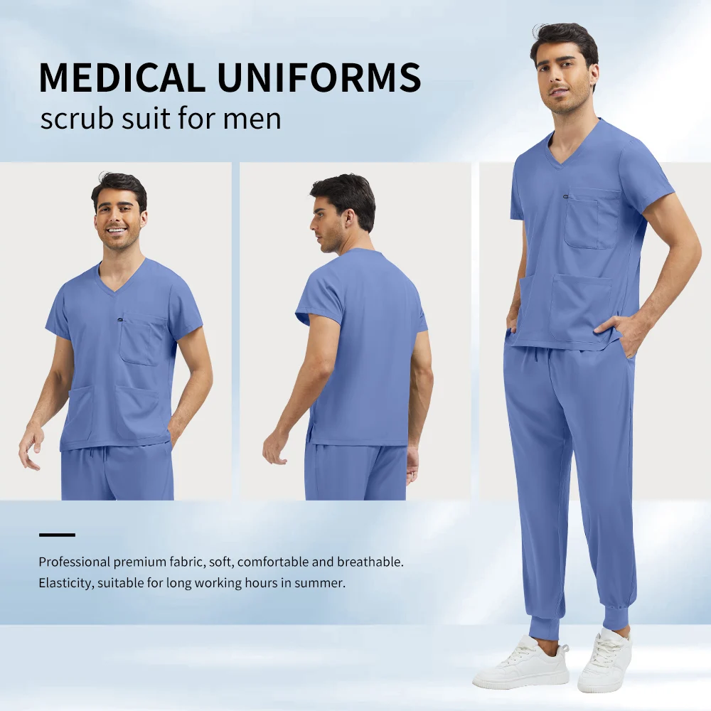 Niaahinn Scrubs-Set, medizinische Uniformen, Stretch-Oberteile und Taschenhosen, Anzüge, Krankenschwesteruniform, Arztchirurgie-Overalls, Schönheitssalon, Arbeitskleidung