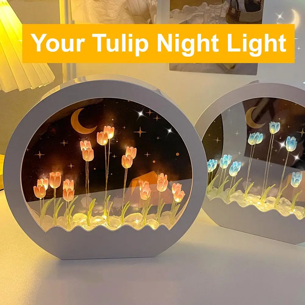 

Acrylic Night Light Diy Easy To Make Tulip Rose Handmade Bouquet Birthday Sea Mirror Flower Gift Light Bestie E4T4