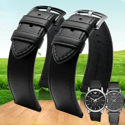 Genuine Leather Watch Strap for Armani Ar1692 1694 1732 1828 2075 Ax2098 Men's Soft Breathable Watch Band Accessories 20mm 22mm