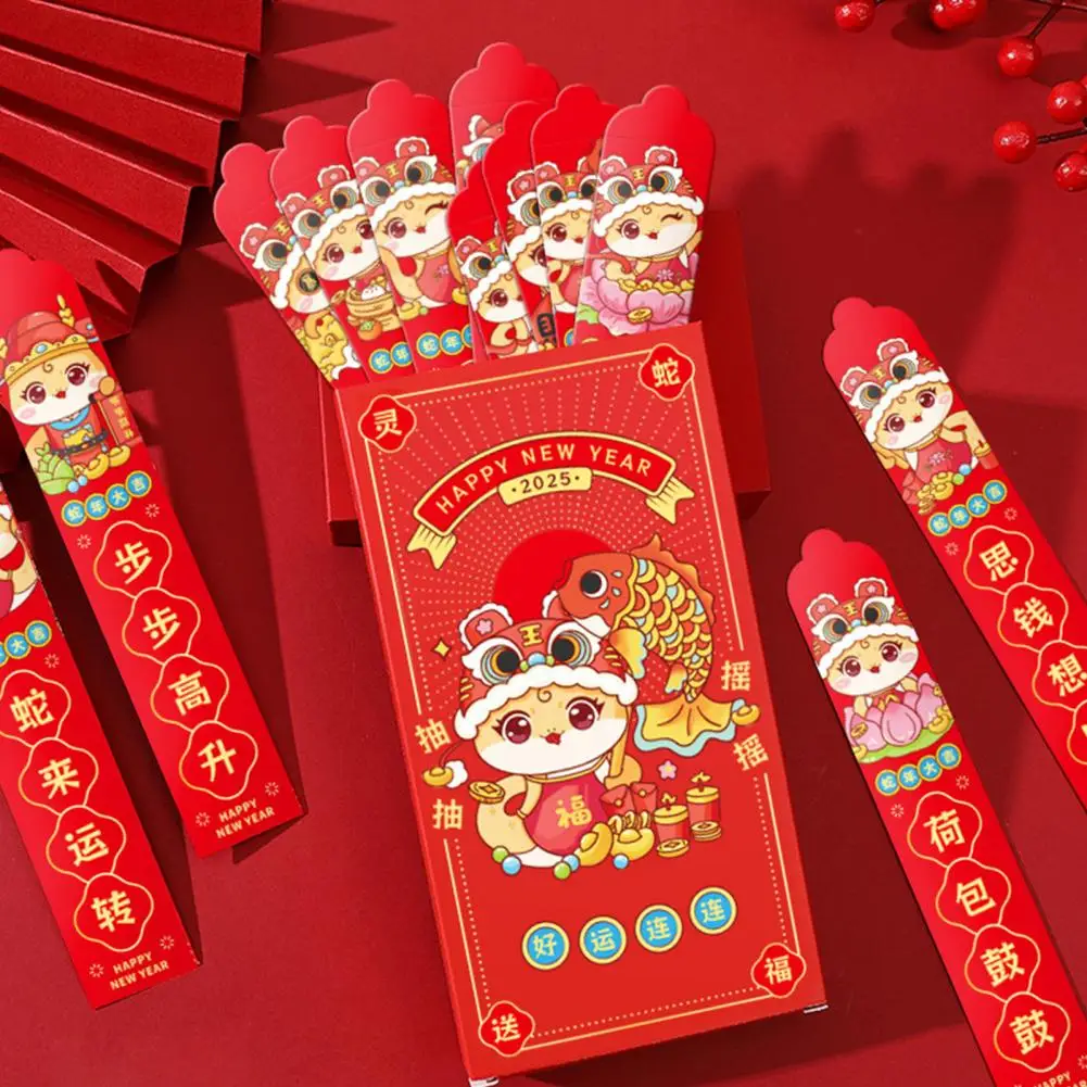 12pçs envelope vermelho de ano novo chinês, sacos de dinheiro para festival de primavera, 2025, ano lunar da cobra, bolso de dinheiro da sorte para fornecimento de festa