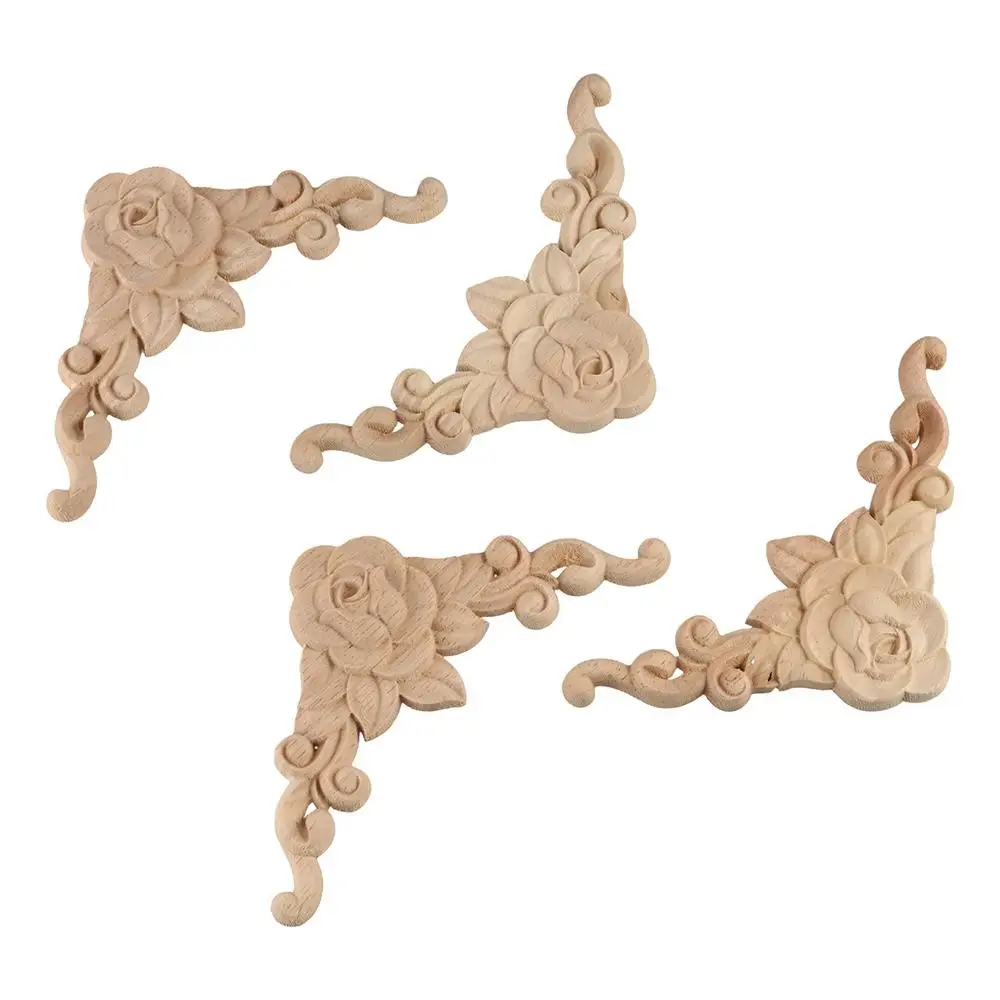 

Woodcarving Decal Corner Wood Figurines Cabinet Decoration Wooden Applique Furniture Applique Corner Applique Wooden Decoration