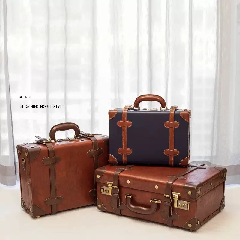 Retro Suitcase Desktop Sundries Document Storage Box Jewelry Treasure Box Wooden Box Photography Decoration Box Storage Box