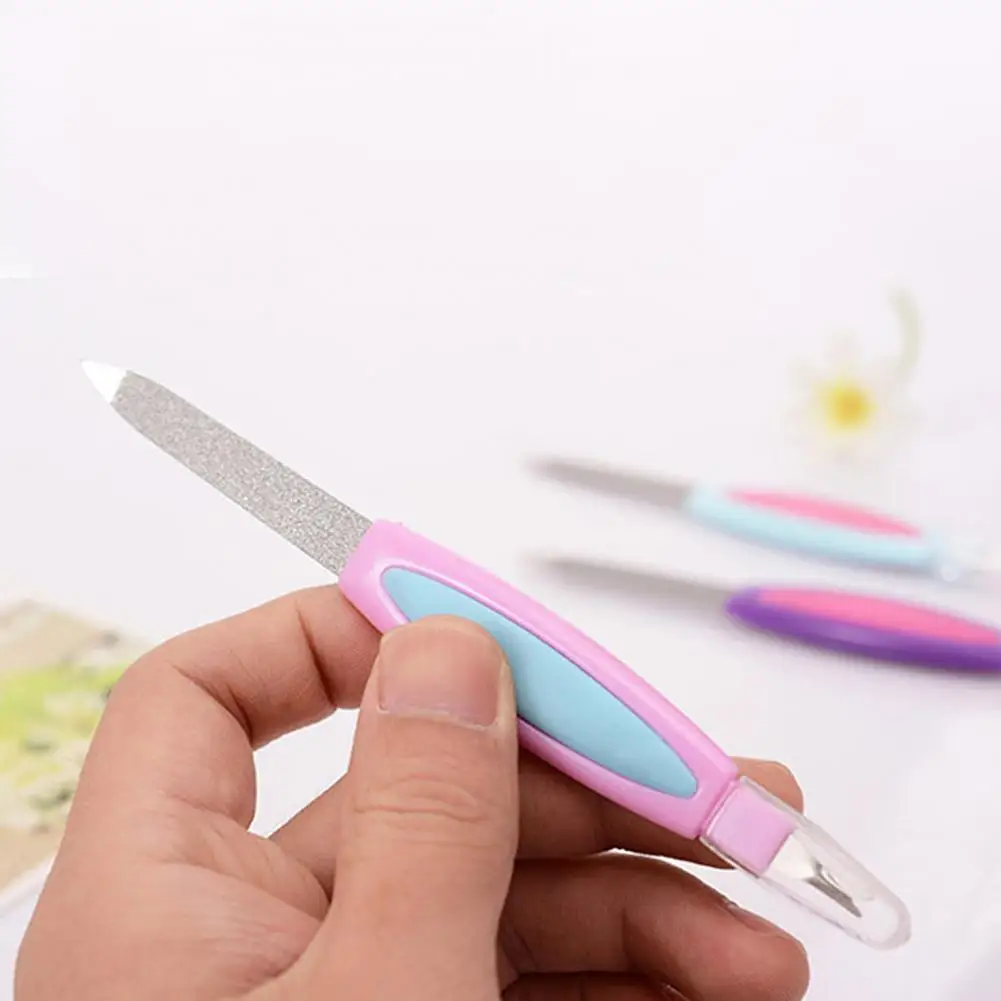 Nail Buffer Useful Portable Nail File Stainless Steel Salon Buffer Dead Skin Push Polisher Nail Supplies