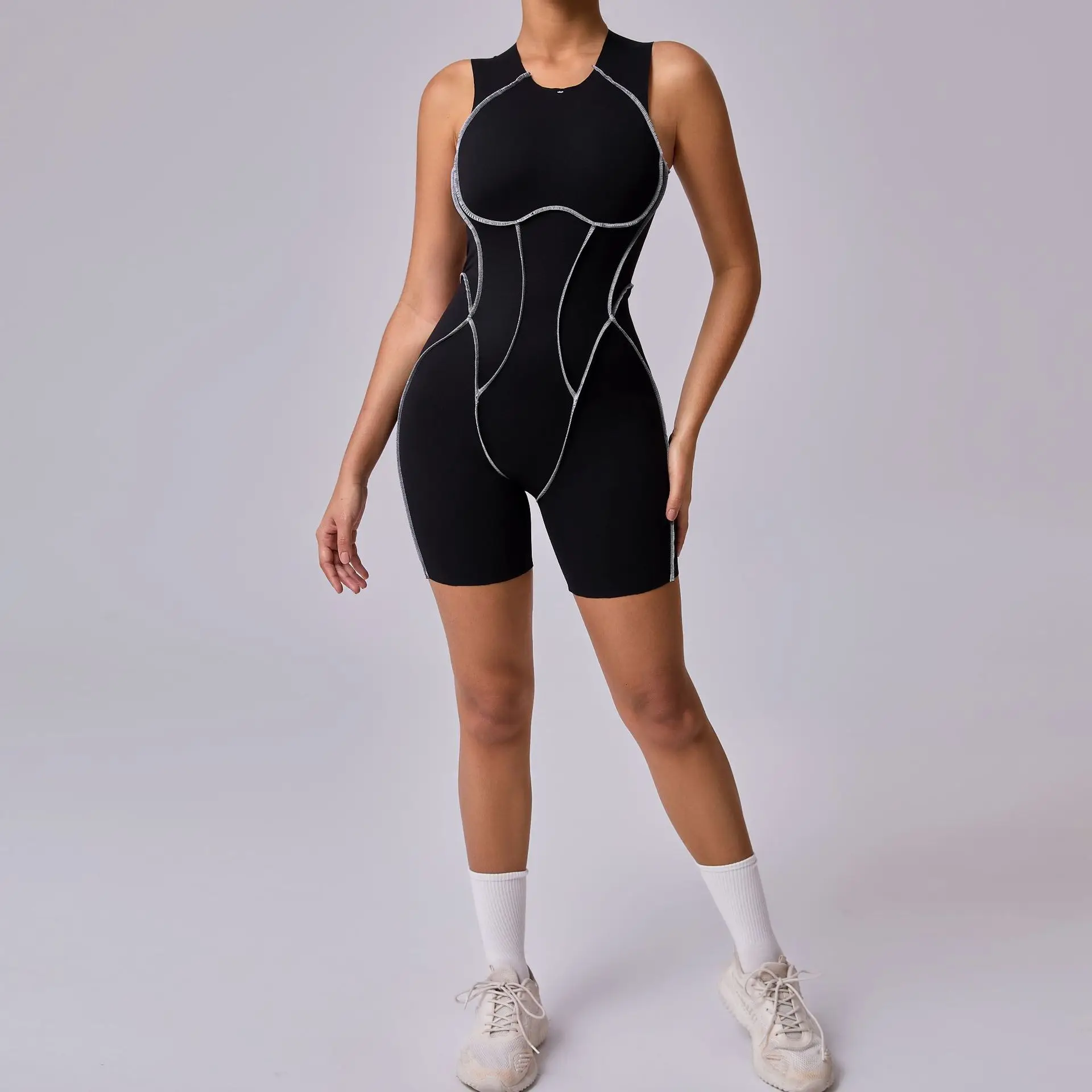 

Splicing Spell Color Tight Jumpsuit Sports Fitness Rompers Beauty Back High Elasticity One-Piece Yoga Bodysuit Suits Sportswear