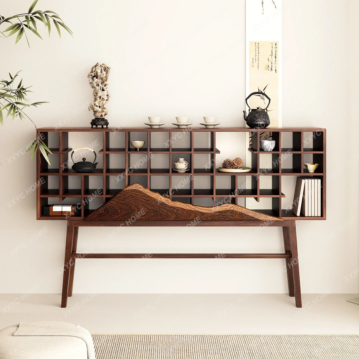 Solid Wood Bogu Rack Entrance Cabinet Tea Set Display Shelf