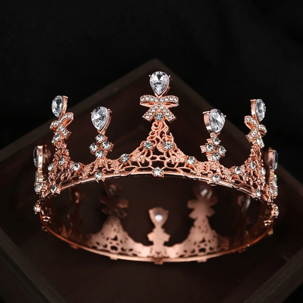 

Fashion Shiny Baroque Crown Rhinestone Metal Queen Crown Exquisite Hair Ornaments Princess Tiara Wedding