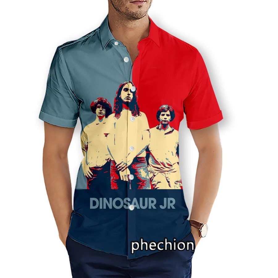 phechion Mens Short Sleeve Beach Shirts Dinosaur Jr. Band 3D Print Casual Shirts Fashion Streetwear Men Tops X179