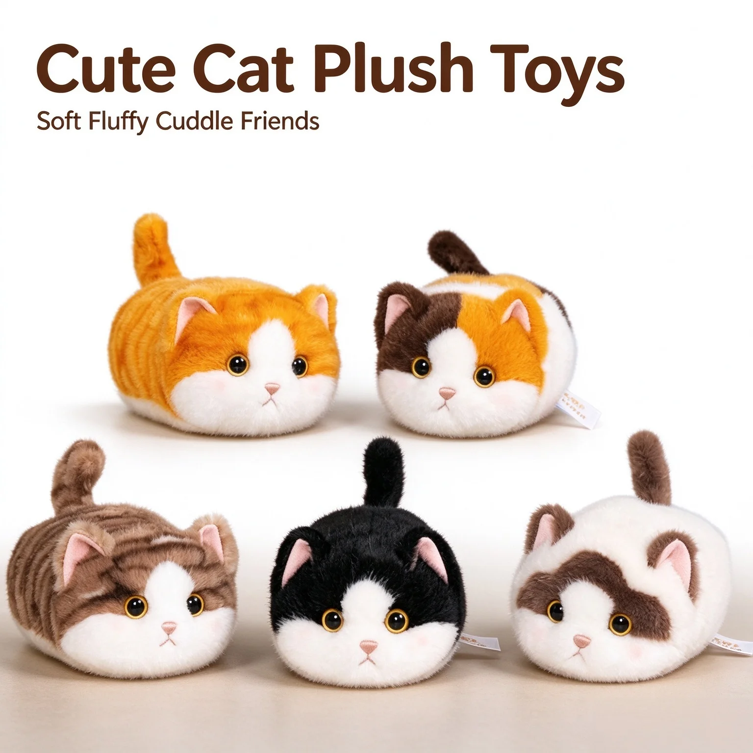 15cm Kawaii Soft And Pinchable Cat Plush Doll Calico Cat Ragdoll Cow Kitten Plush Toy Decompression Round Cat Birthyday Gift