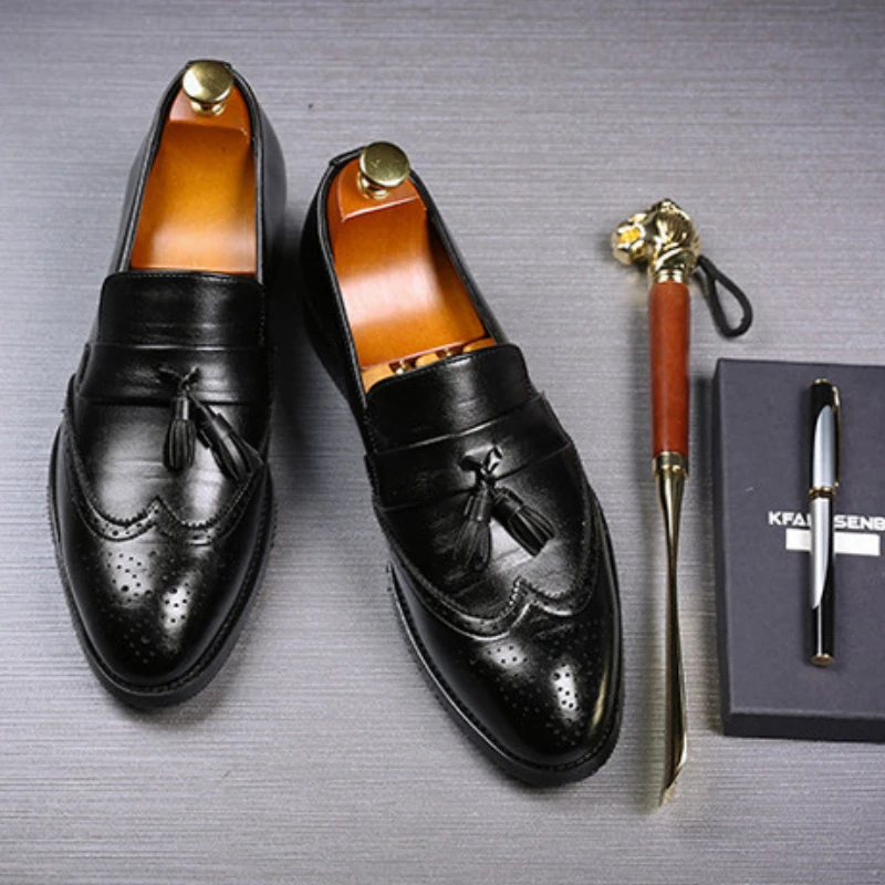 Mocassins en cuir de luxe pour hommes, chaussures richelieu à pompons de styliste, chaussures de mariage, mode haute qualité, chaussures décontractées pour hommes, grande taille 37-48