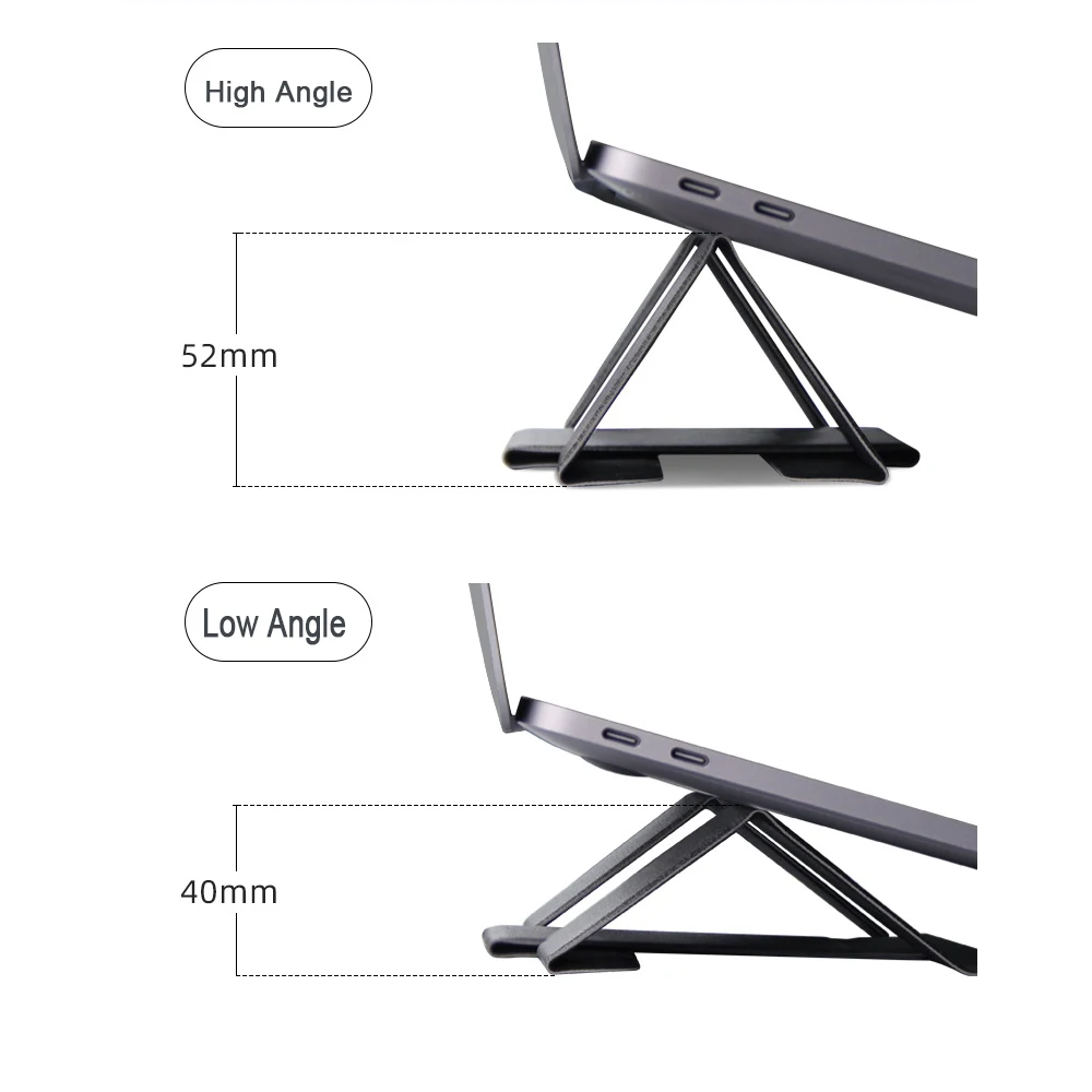 Przenośny uchwyt na laptopa Biurko Składane biurko Podpórka ze skóry PU Rozszerzenie laptopa Chłodzenie Laptop Regulowany stojak Wspornik stojaka — zdjęcie produktu 6