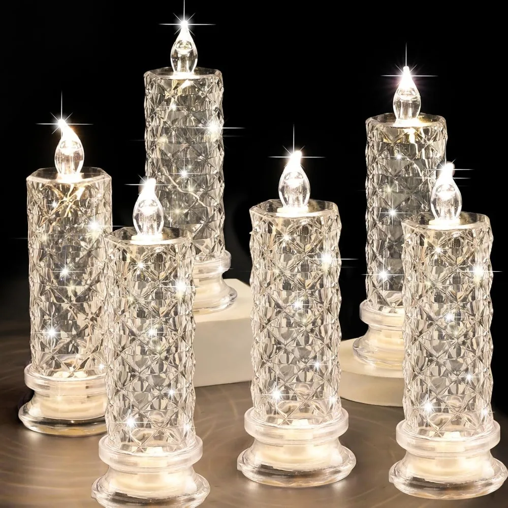 Led Candle Light Rose Pattern Projection Simulation Flameless Candle Lamp for Home Birthday Wedding Party Decoration Christmas