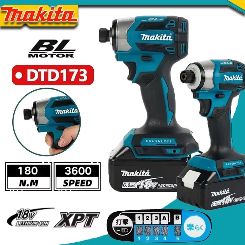 

Makita DTD173 1800RPM Cordless Impact Driver 180N.m Brushless Motor Electric Drill Wood/Bolt/T-Mode For Makita Battery
