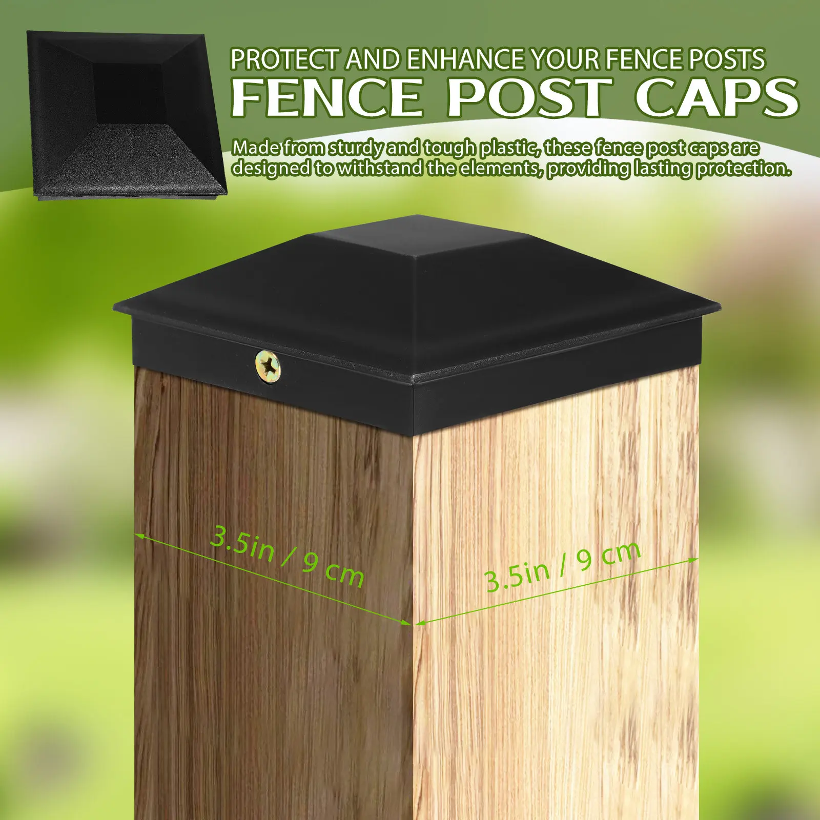 12Pcs Weather-Resistant Plastic Fence Post Caps for Outdoor Garden Guardrail Posts with Screws
