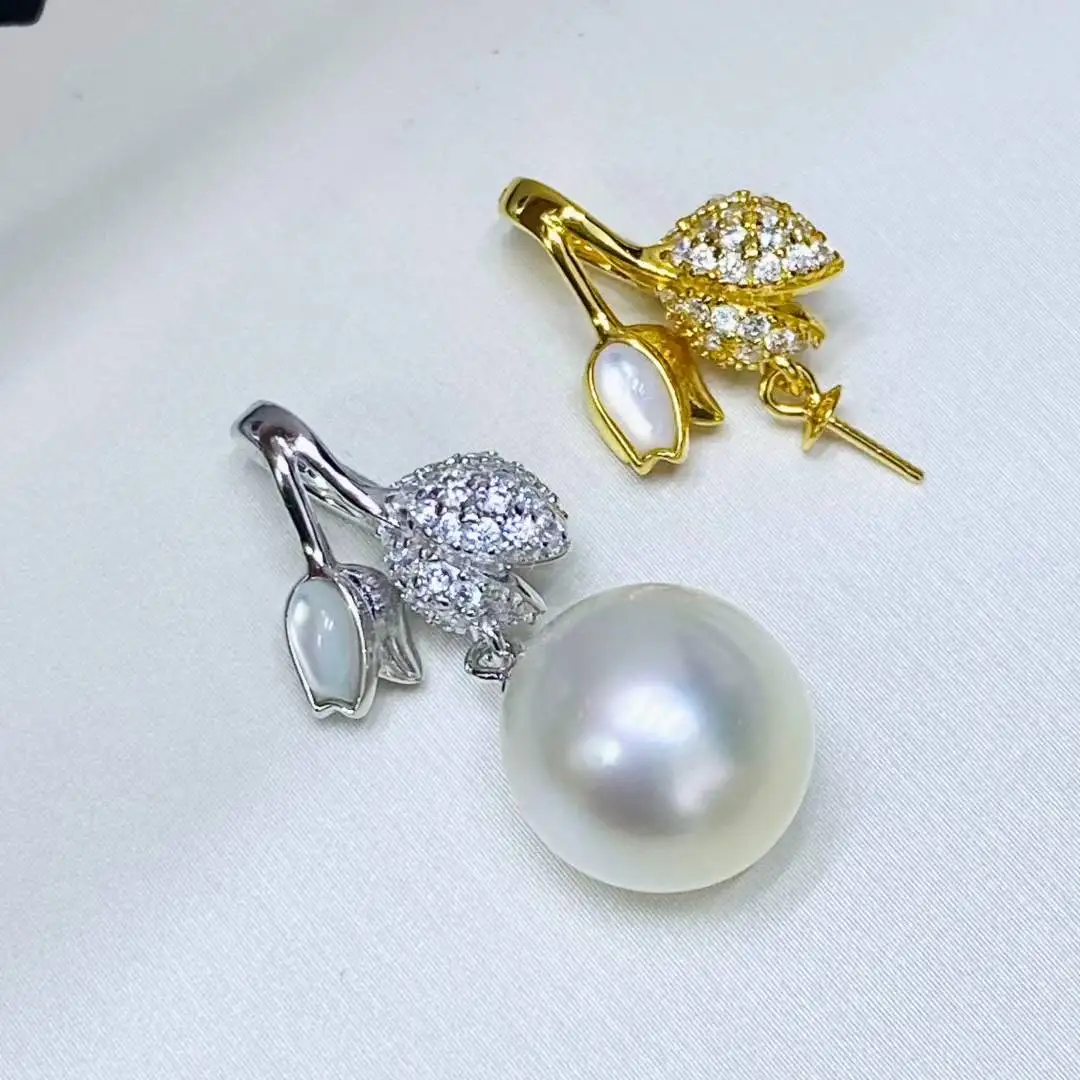 

Подвеска из стерлингового серебра S925, базовые крепления, фурнитура, детали, аксессуары для жемчуга 11-12 мм, бусины, 5 шт./лот