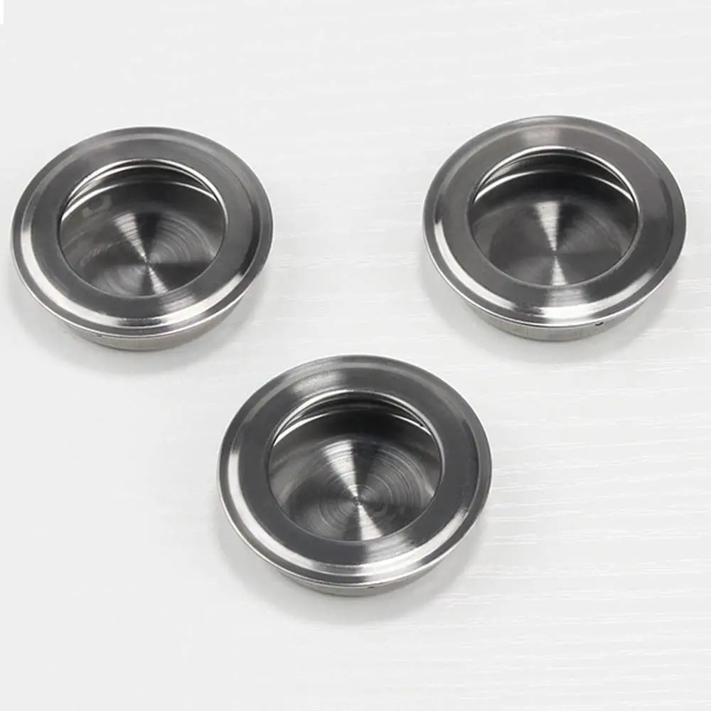 New Stainless Steel Door Handles Embedded Door Knobs Round Concealed Sliding Door Pull Drawer