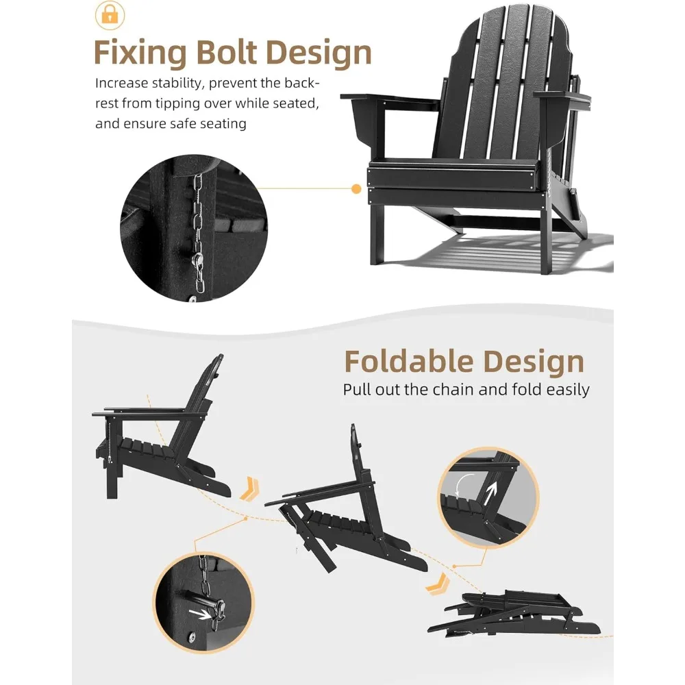 Chaise pliante en bois HDPE XR, durable, tous temps, pliable, respirante, balcon, porche, extérieur