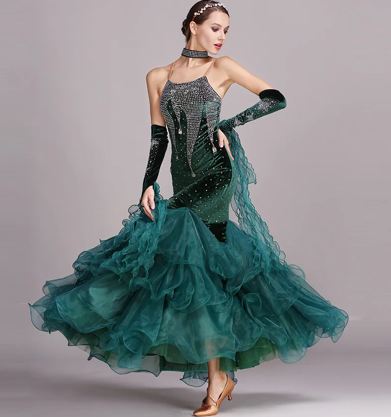 Modern Dance Costume Women Ladies Adults Waltzing Tango Dancing Dress Ballroom Costume Evening Party Dress