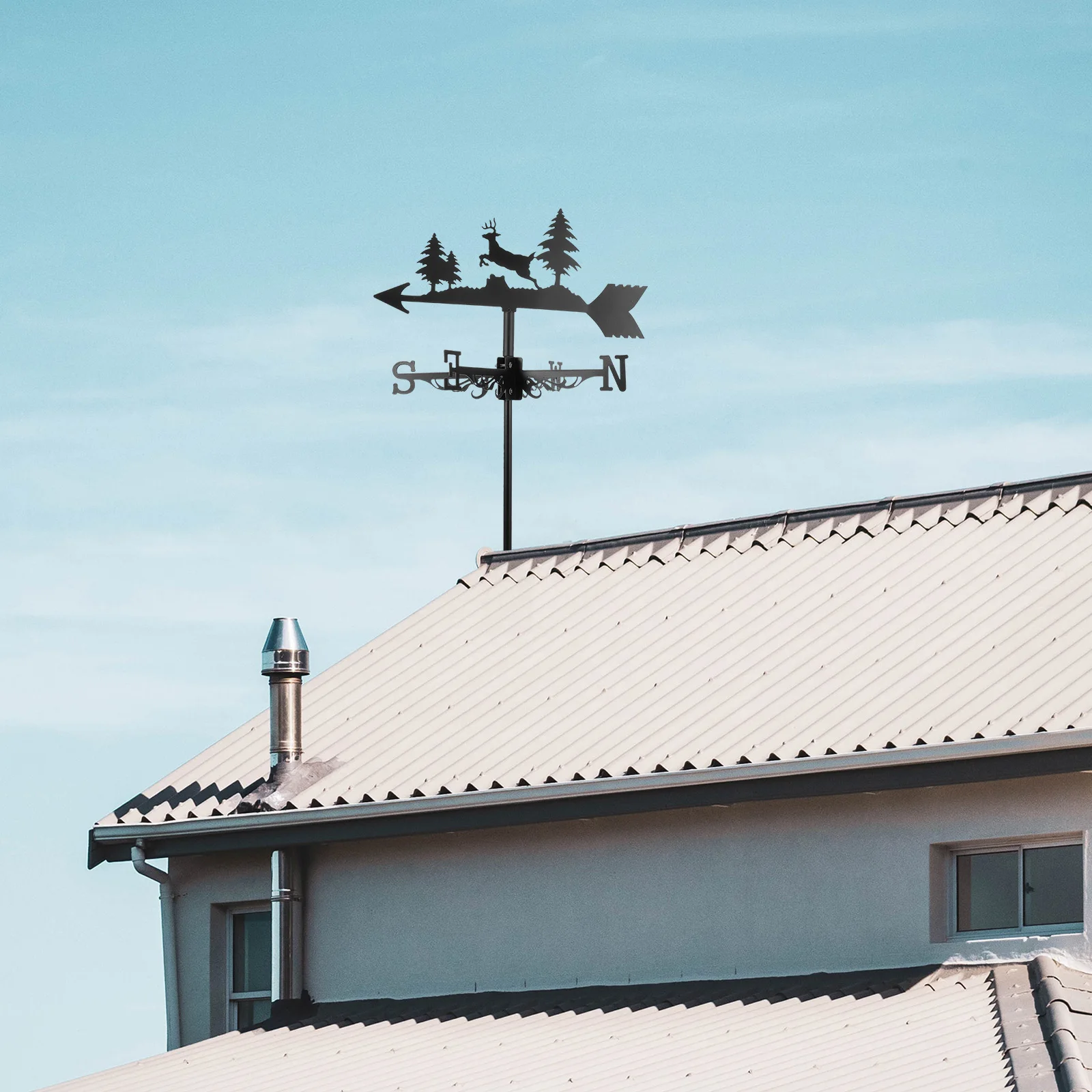 

Deer Weather Vane Outdoor Decor Metal Direction Ornaments Weathervane Black Wind Garden Iron Vane Yard Spin Art