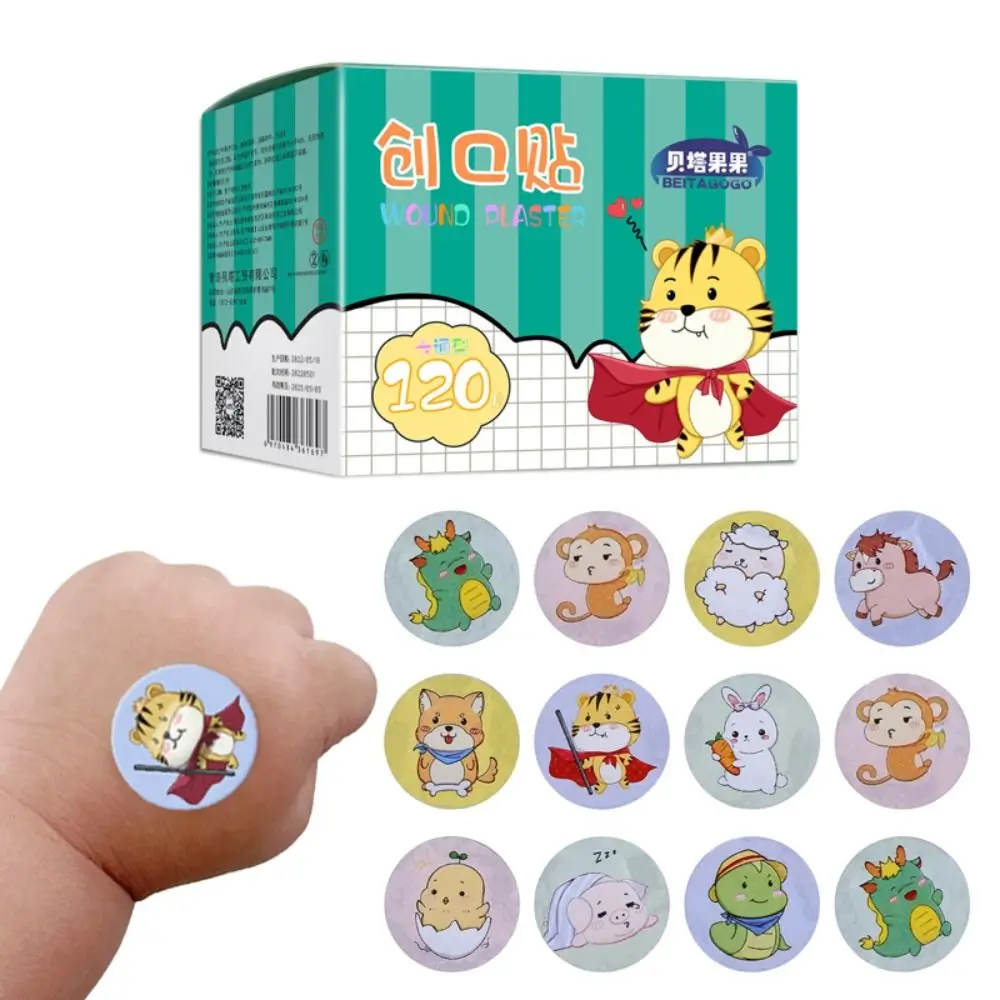 

100/120 шт., мультяшные ленты с животными, повязка на рану, пластырь для перевязки кожи, невидимый пластырь для вакцина, дышащий, водонепроницаемый