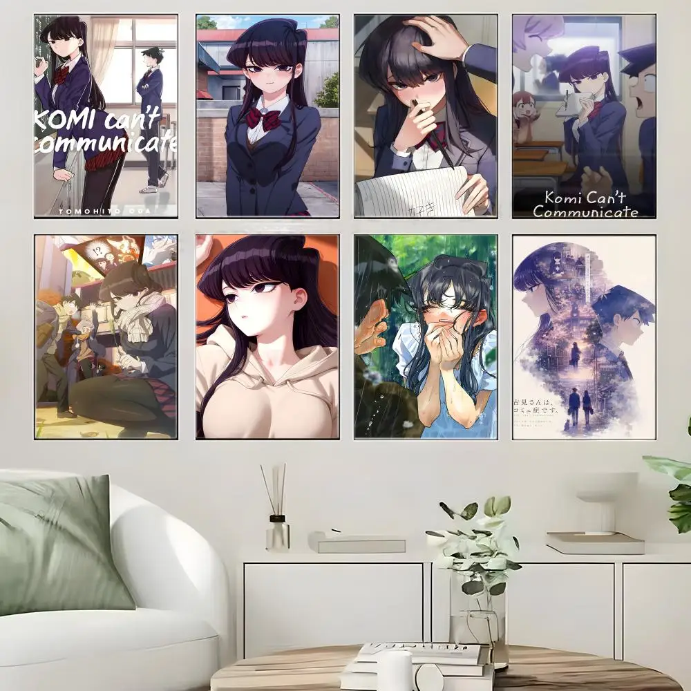 Cute Romcom Anime K-Komi Cant Communicate Poster  Self-adhesive Art Waterproof Paper Sticker Coffee House Bar Room Wall Decor