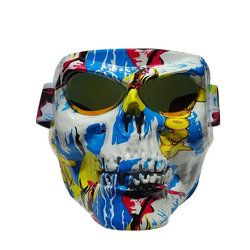 Skull Face Mask With Goggles Motorcycle Dust Masks Helmet Moto Casco Cycling Face Shield HD Cycling Glasses UV400 for Man Womem