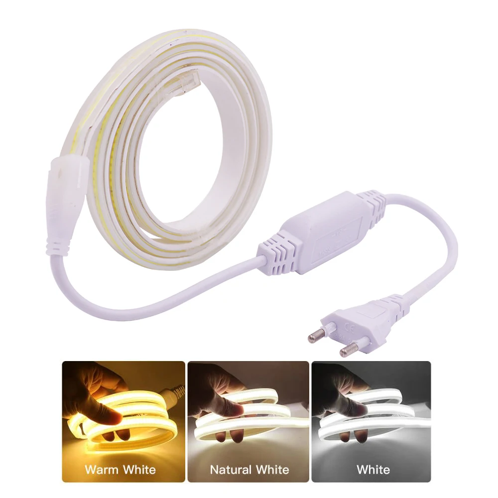 

110V/20V High Voltage COB LED Strip 288LED/m CRI 90 Linear Lighting Flexible LED Ribbon Waterproof Decor 2m 5m 10m 20m 50m