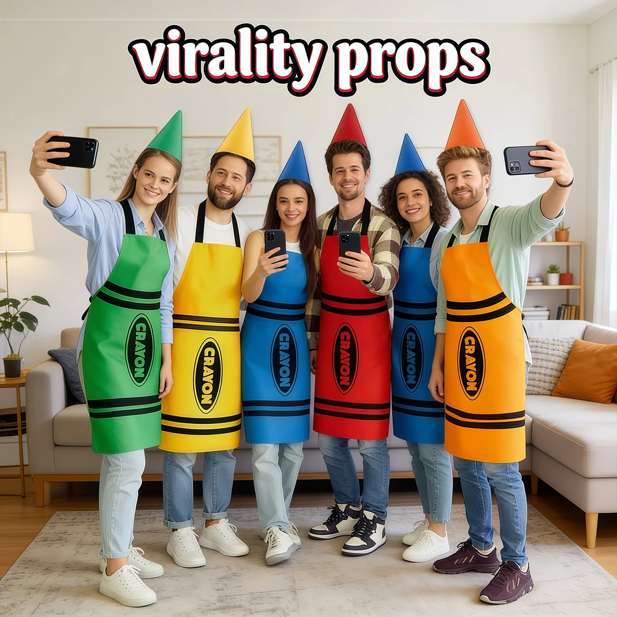 

Красочный фартук-набор с шапкой-конусом для женщин и мужчин: костюм для Хэллоуина, дня рождения, косплея, приготовления пищи, подарок для переодевания