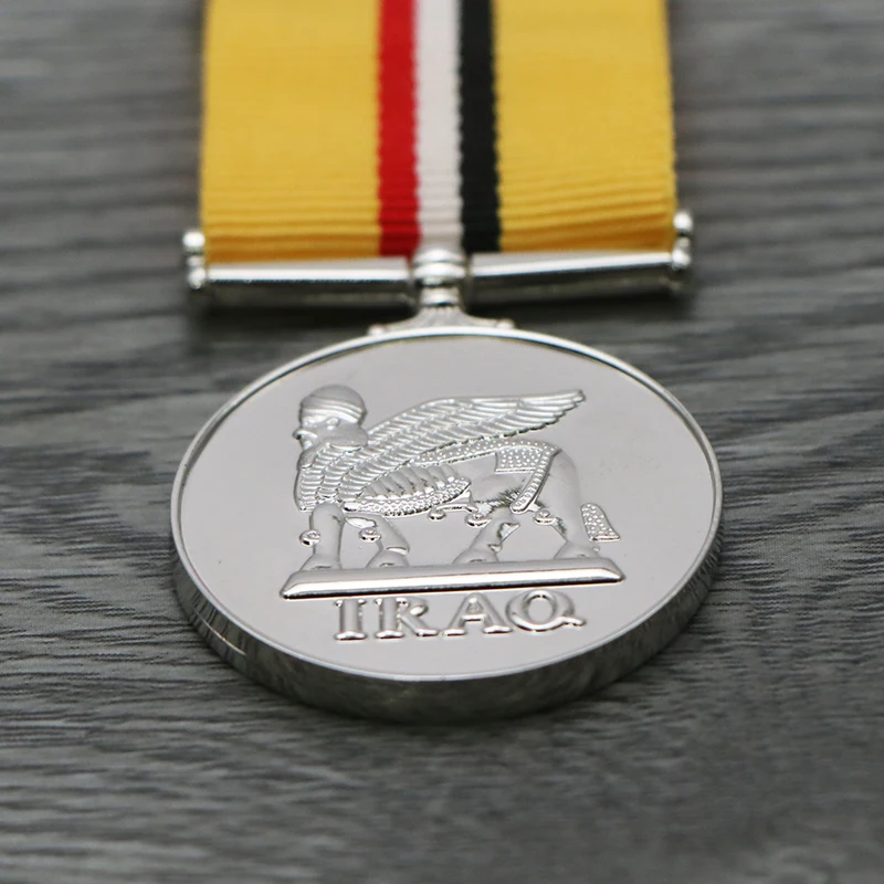 UniteUK القوات المسلحة البريطانية العراق ميدالية شارة شريط أصفر ميدالية قلادة الديكور الحرف الهدايا مع صندوق حديد