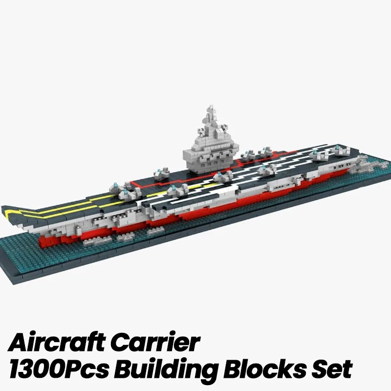 

1300Pcs Aircraft Carrier Building Blocks Set Assemble Liaoning Ship Bricks Military Model Kit Diy Home Decoration Kids Gift