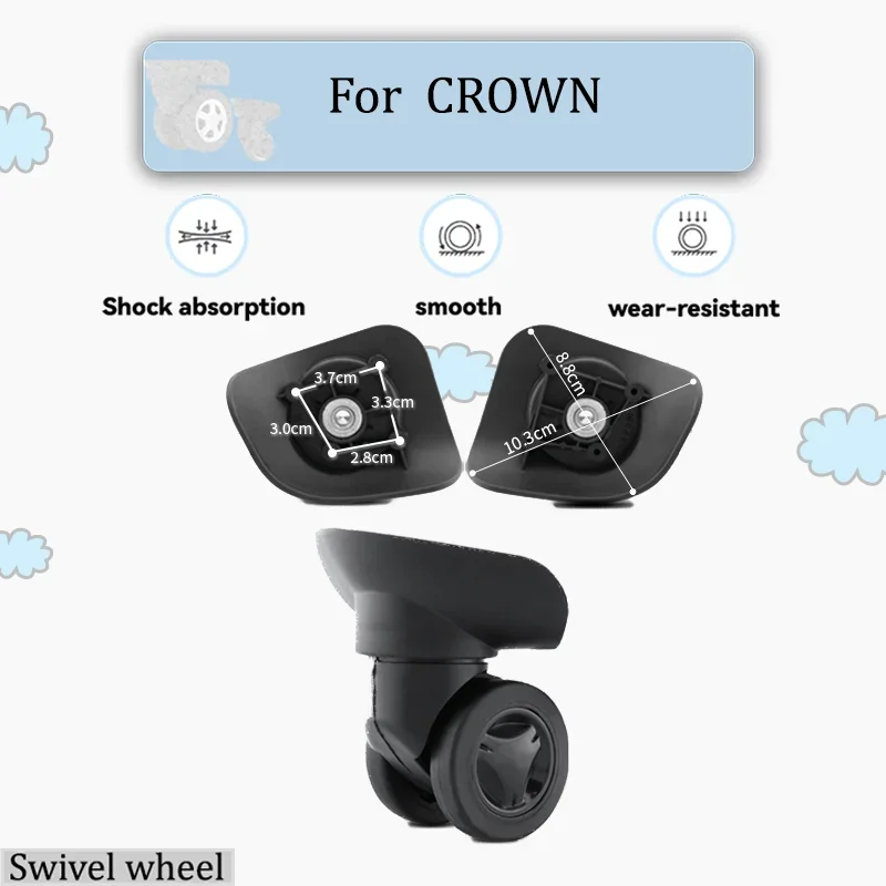 For CROWN W338 Explosion-Proof Luggage Wheels Wear-Resistant Material Pressure-Resistant Shock-Absorbing Replacement Wheels
