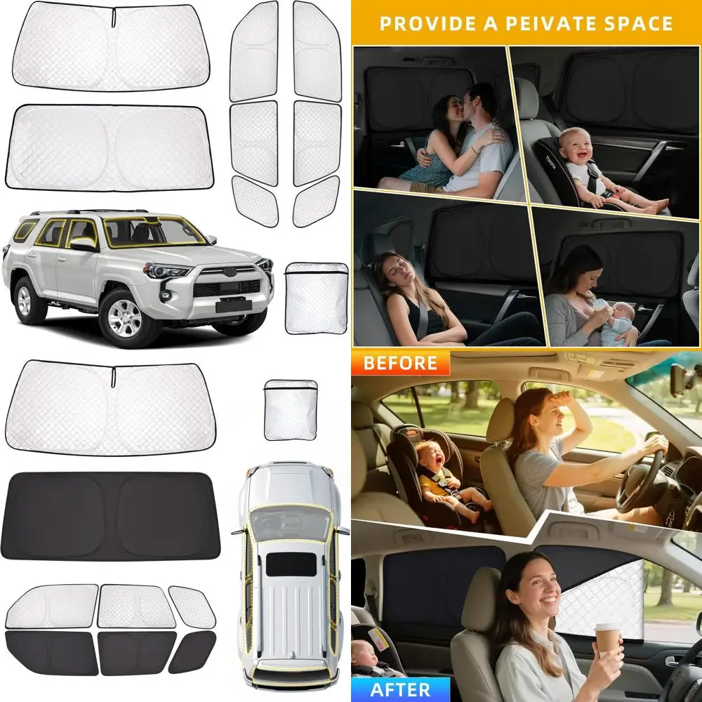 

Custom Car Window Shades 2017-2024, Full Set for Front and Rear Windows, Total Blackout Privacy, UV Protection, Heat Blocking, I