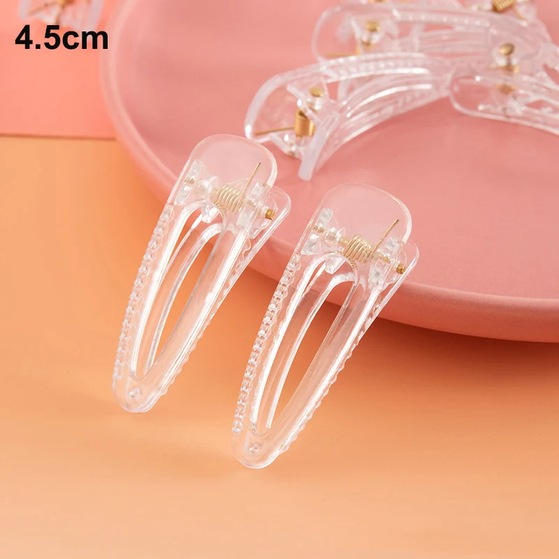 20PCS 6cm 4.5cm 8cm Clear Filigree Triangle Alligator Hair Clips for Women Large Plastic Hairpins Duck Barrette for DIY