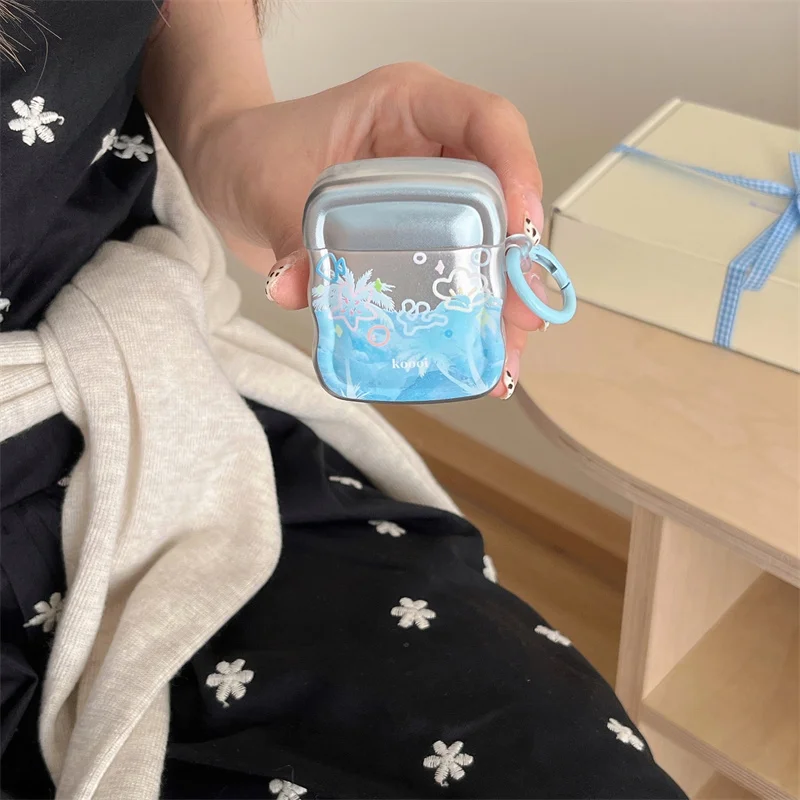 

Cute Ripples The blue ocean Case For Apple Airpods Pro 3 2 1 Cover Silicone Headphone Charging Box Cases Airpod 3 Headset Funda
