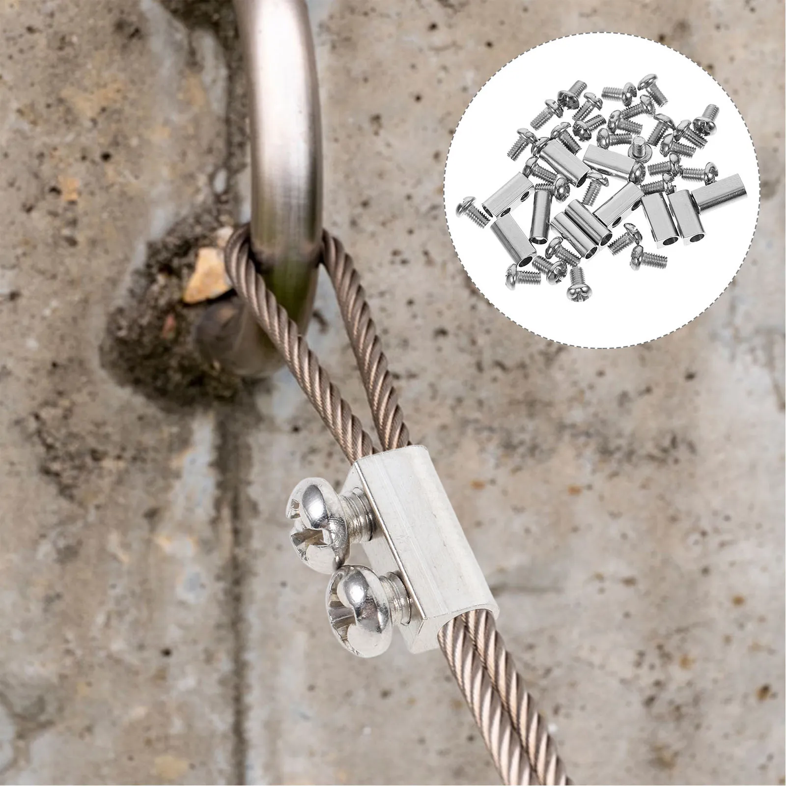 30Pcs Double Hole Wire Rope Clamp M3 3Mm Stainless Steel Cable Fastener Clip for Hanging Lamp Parts Light Fixture Hardware