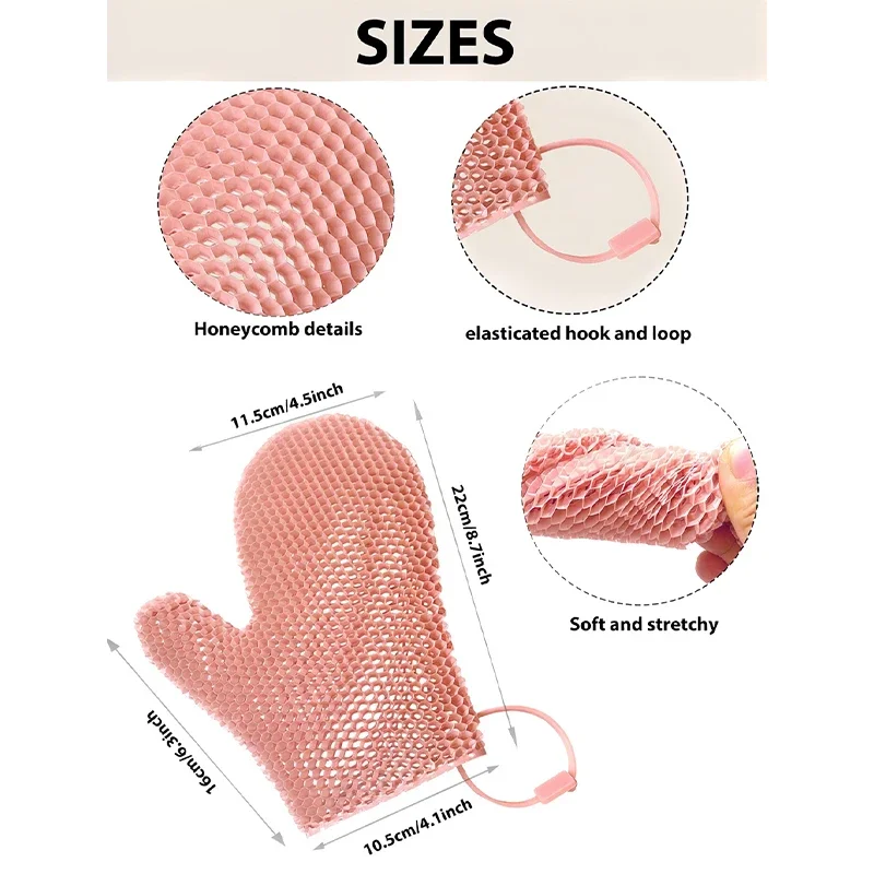 New Honeycomb TPU Exfoliating Shower Glove Quick Drying Body Scrubber Sponge for Bathroom Shower Scrubber Mitts For Quick-dry view 6